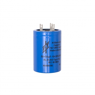 50Ufx50uF/500V F&amp;T Dual Value Radial Capacitor (RoHS)